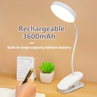 LED Portable Clip Table Lamp USB Rechargeable Clip Desk Lamp Bed Reading Night Light Touch 3 Dimming Modes Eye Protection Light 1