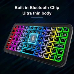Compact RGB Backlit Wireless Bluetooth Keyboard - Rechargeable and Universal (Black)