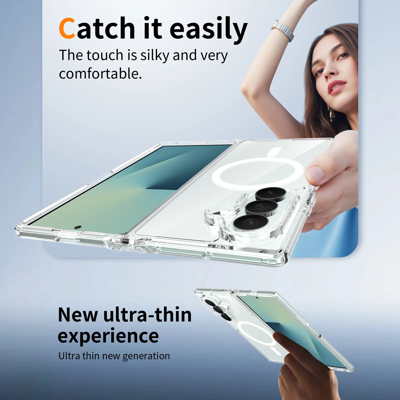 Ultra Thin Magnetic Clear Acrylic Wireless Charging Phone Case