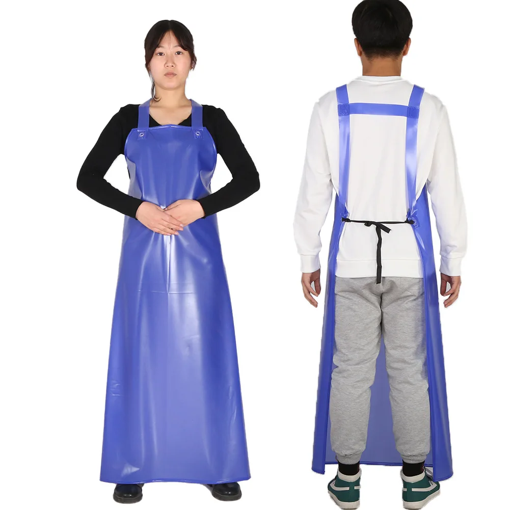 

PVC Shoulder Strap Oil Proof Apron for Adult Aquatic Work Food Butcher Chef Thickened Waterproof
