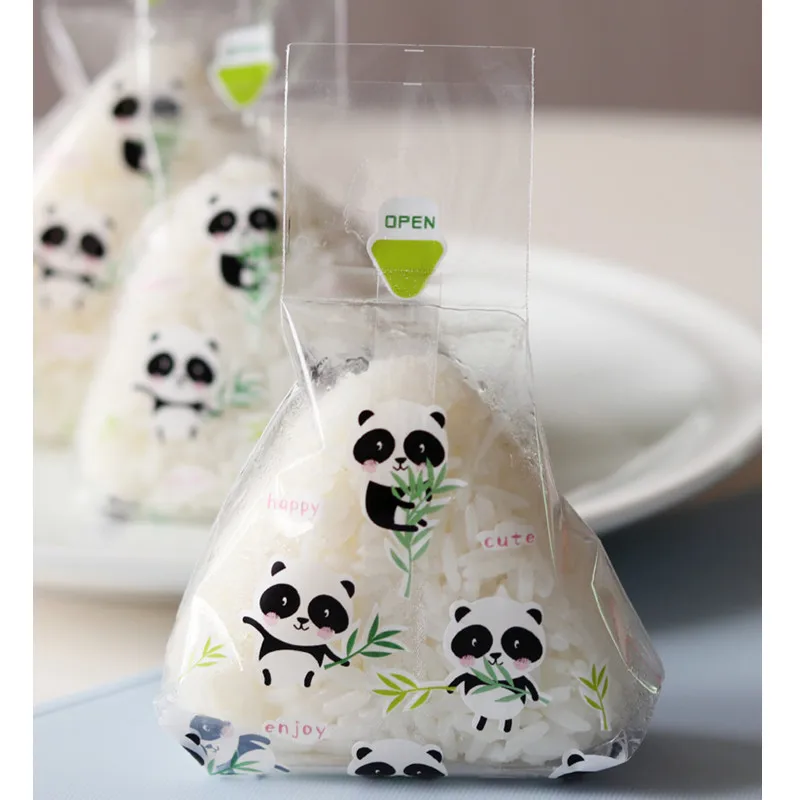 

Triangle packaging bag 100 cartoon food grade Rice and vegetable roll sushi bags, anti fog microwave heating