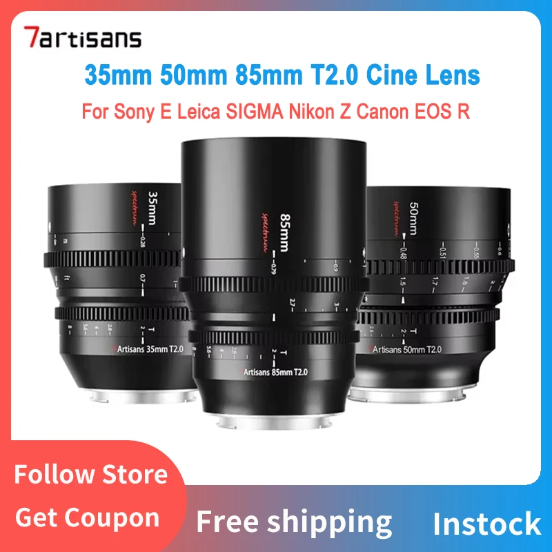7artisans 35mm 50mm 85mm T2.0 Full Frame Cine Spectrum Lens