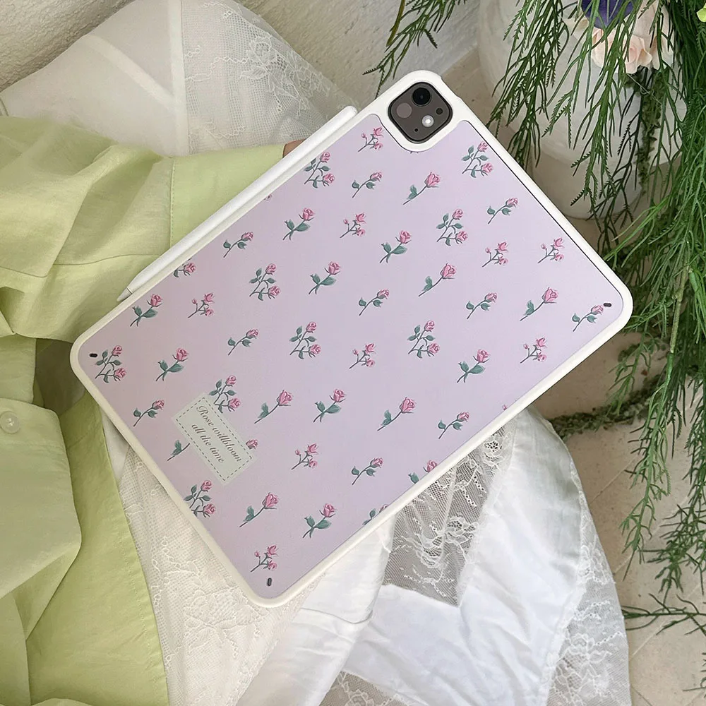 Pink Floral iPad Protective Case Cover