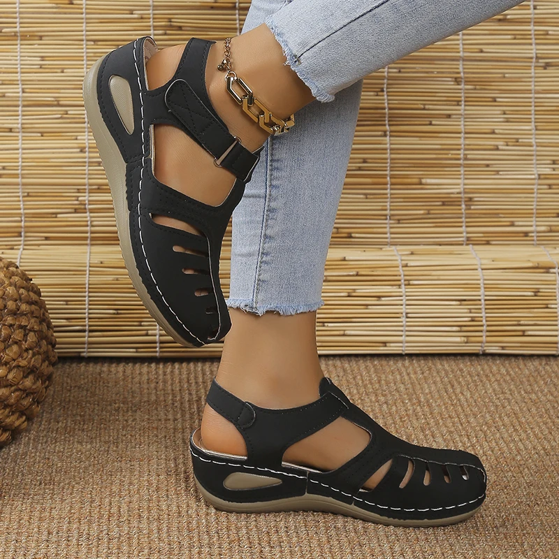 New Summer Women Wedge Sandals – Premium Orthopedic Open Toe, Anti-Slip Vintage Leather Casual Platform Retro Shoes Beach Footwear Sandals