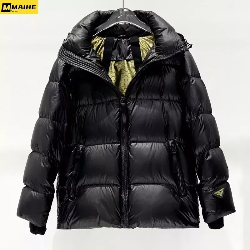 Winter Black Gold Hooded Thick Loose Warm Puff Bread Hooded Short Down Jacket For Men And Women Couples Brand Clothing