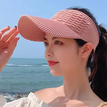 New Women Anti-UV Sun Hats Breathable Adjustable Empty Top Visor Caps for Men Tennis Golf Running Travel Beach Sport Outdoor Hat