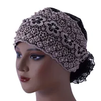 2025 New Beaded Flower Hat Fashion Women Headscarf Beanies Bonnet Muslim Hijab Chemo Cap Hair Loss Head Wrap Hats Turbante Mujer