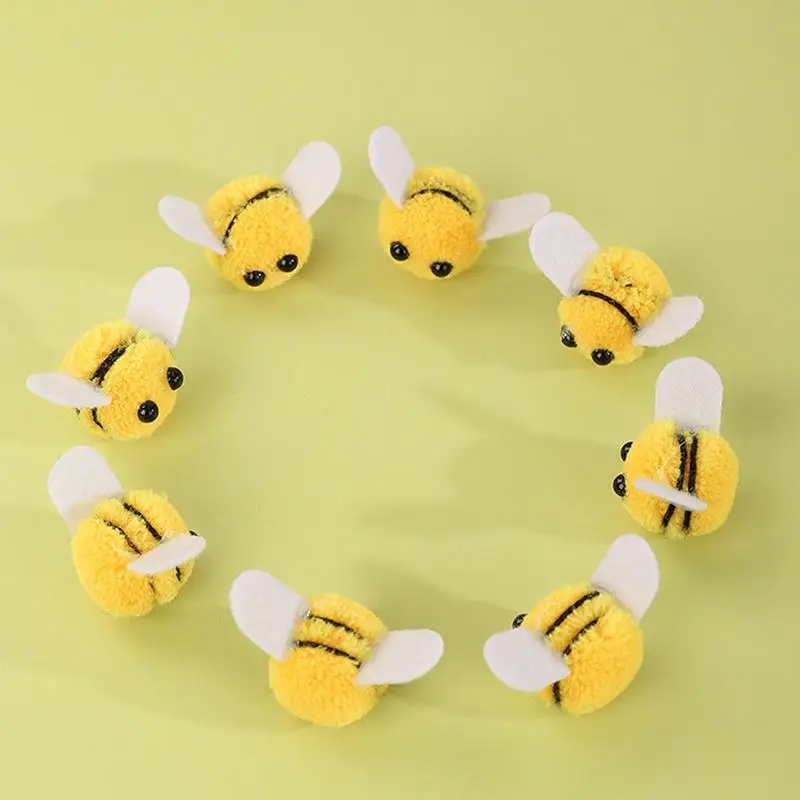 Felt Ball Wool Felt Little Bee Headdress Cute Creative Mini Bee Yellow Artificial Bees Crafts Clothing Decor 50pcs