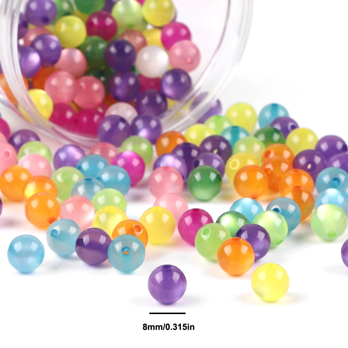 Resin Imitation Cat Eye Round Beads Colorful Straight Hole Loose Beads Handmade Diy Beaded Earrings Accessories Bracel 100pcs pack stone beads