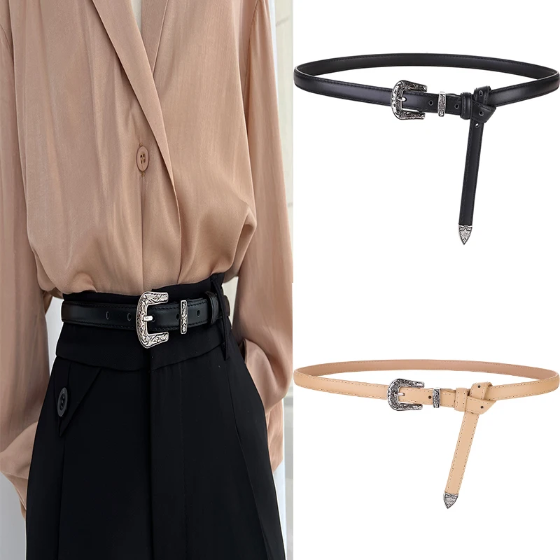 

2024 Women's tight fitting belt dress with buckle adjustable thin waistband jeans belt utility women belts