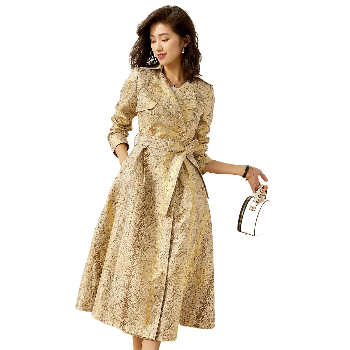 ジャケット・アウター OUTIL MANTEAU LAON Vintage Autumn Winter Jacquard Jacket Women Adjustable Waist