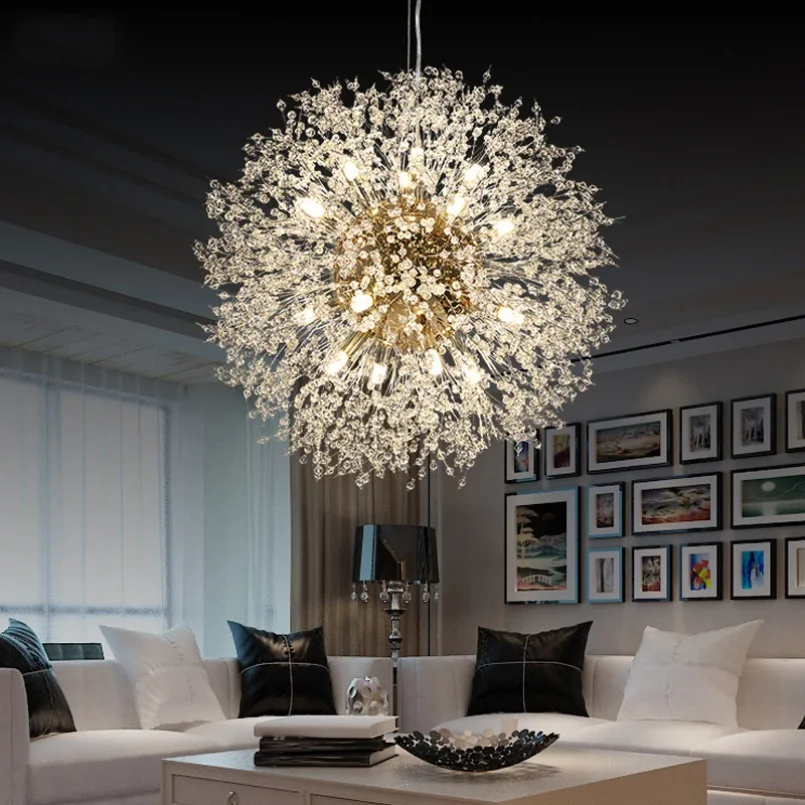 Crystal Flower Ball Pendant Light for Bedroom Kitchen Living Room Home Shop Decoration Hanging Lamp Ceiling Chandeliers Modern