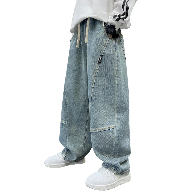  Teens Boys Trendy Cool Jeans Spring Autumn Style 2026 New Streetwear Children Loose Straight Denim Trousers 6