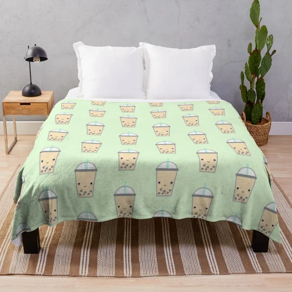 

Cute Bubble Tea (Boba) Throw Blanket Shaggy Personalized Gift Bed Fashionable Decorative Sofas Blankets