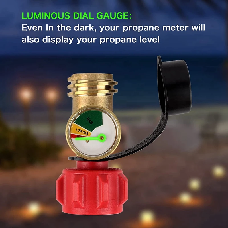 Propane Gauge Level Indicator Leak Detector Gas Pressure Meter Universal For Gas Grill, Lantern, Heater