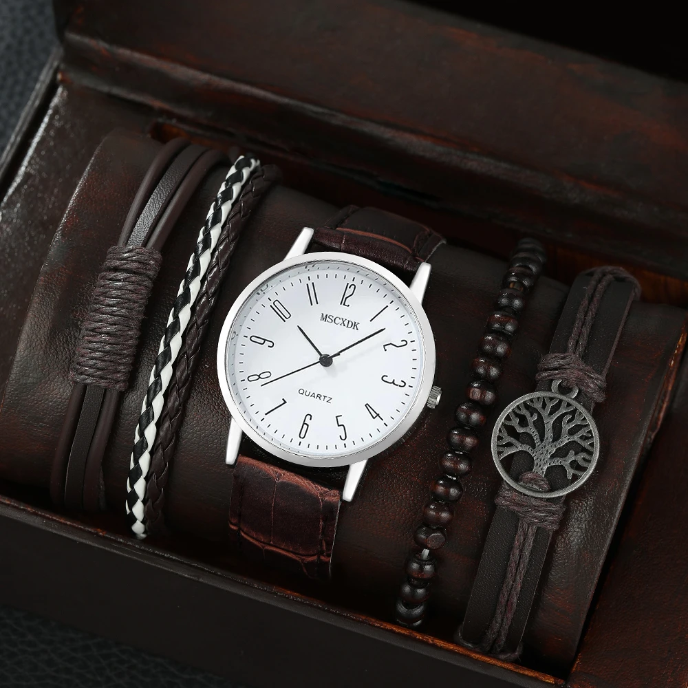 Mscxdkブランド5個黒クォーツ時計ブレスレット男性用ビジネス