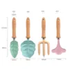 Little Gardener Tool Set Colorful  Safe Tools with Wood Hand Shovel Rake Fork Set Gardening Gifts for Kids Girls 3