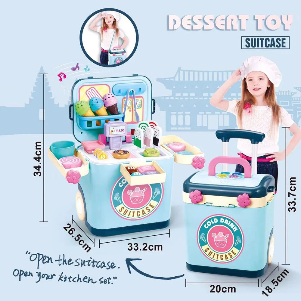 Portable storage box children's play house realistic kitchen cooking kitchenware set boys and girls gift toys 6