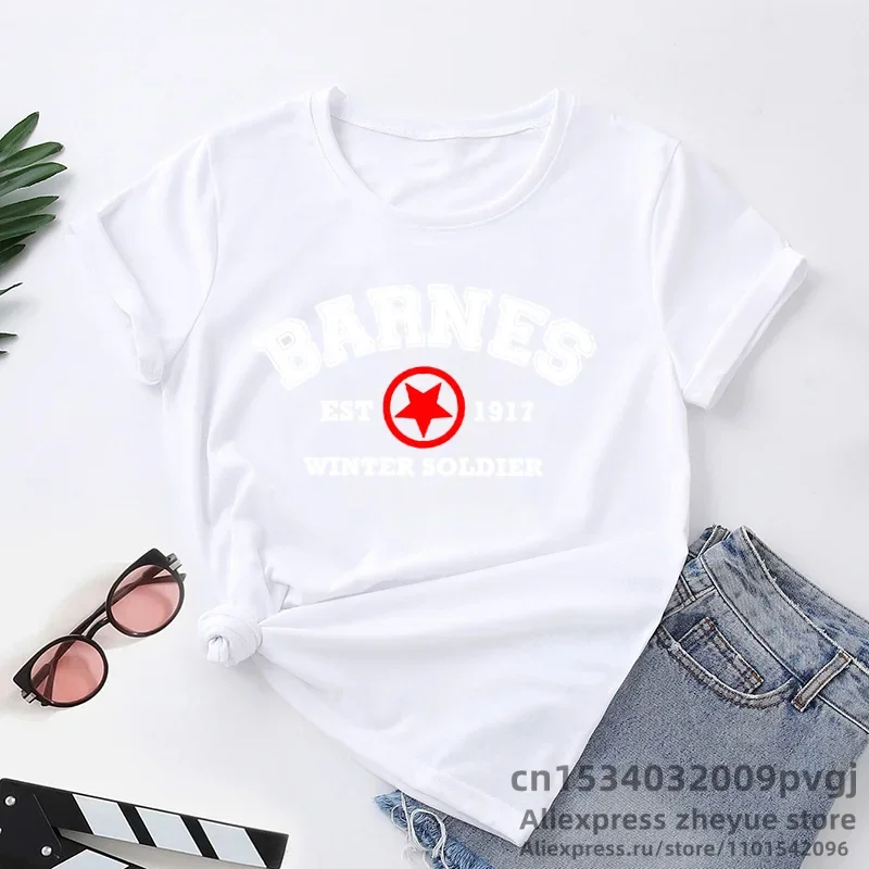 Barnes 1917 T Shirts Women Summer Vintage Winter Soldier Bucky Barnes Short Sleeve T-Shirt Women Short Sleeve Tee Shirts 4