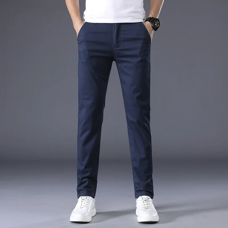 Thin Men's Pants Classic 7 Colors Summer New Casual Pant Business Fashion Stretch Cotton Slim Brand Male Trousers 3