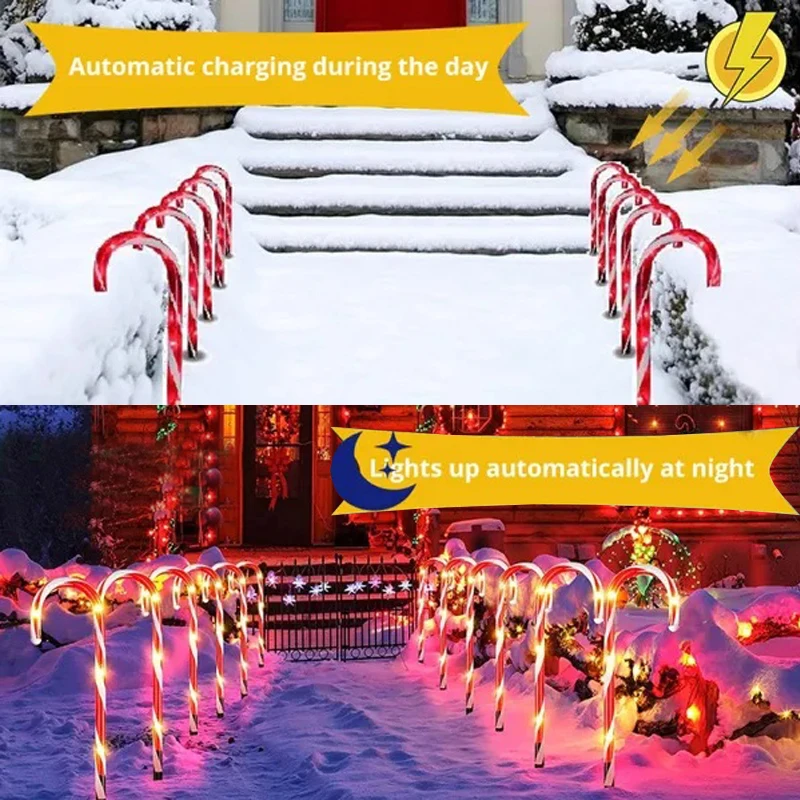 Solar Power LED Candy Cane Lights Christmas Party Decor Outdoor Garden Solar Lamp For Patio Pathway Street Yard_voghion.com