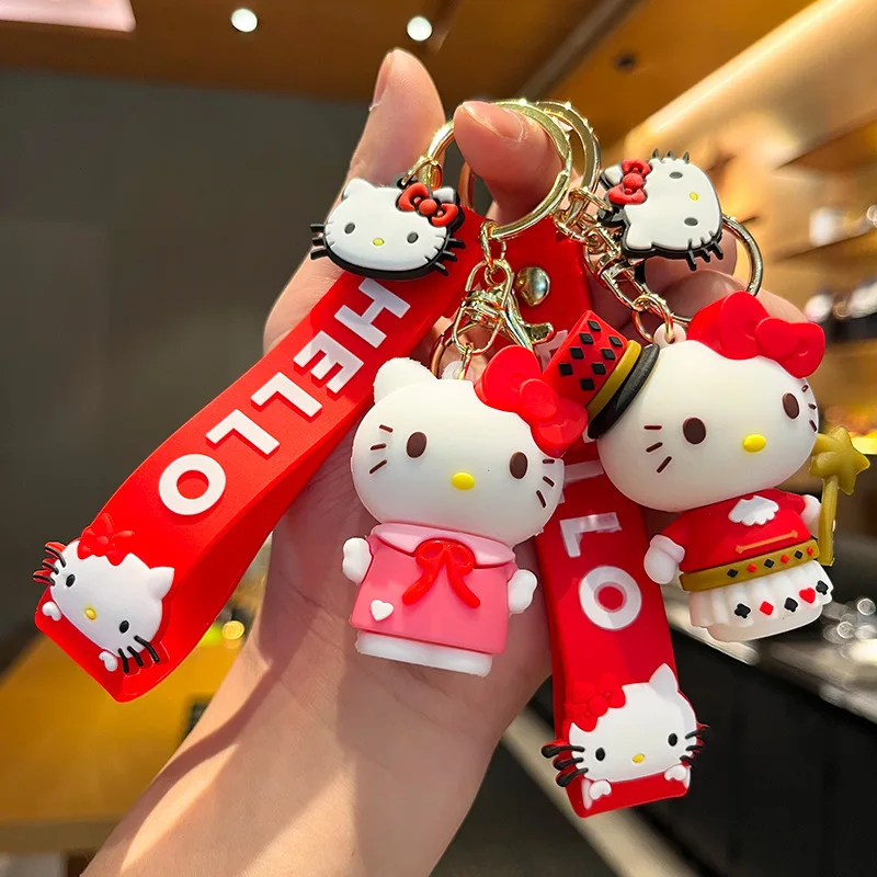 

Y2K Hello Kitty Keychain Sanrio Keyring Doll Backpack Pendant Action Figures Anime Car Key Ring Wholesale Toy Kid Birthday Gift
