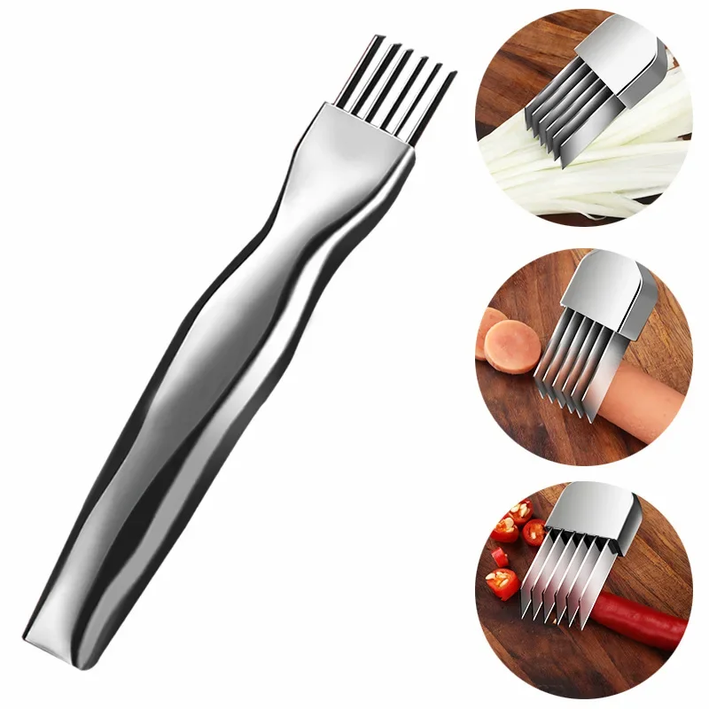 Stainless Steel Scallion Cutter Onion Slicer Sharp Spring Onion Cutter Shredder Vegetable Knife Cutting Tools Kitchen Gadgets