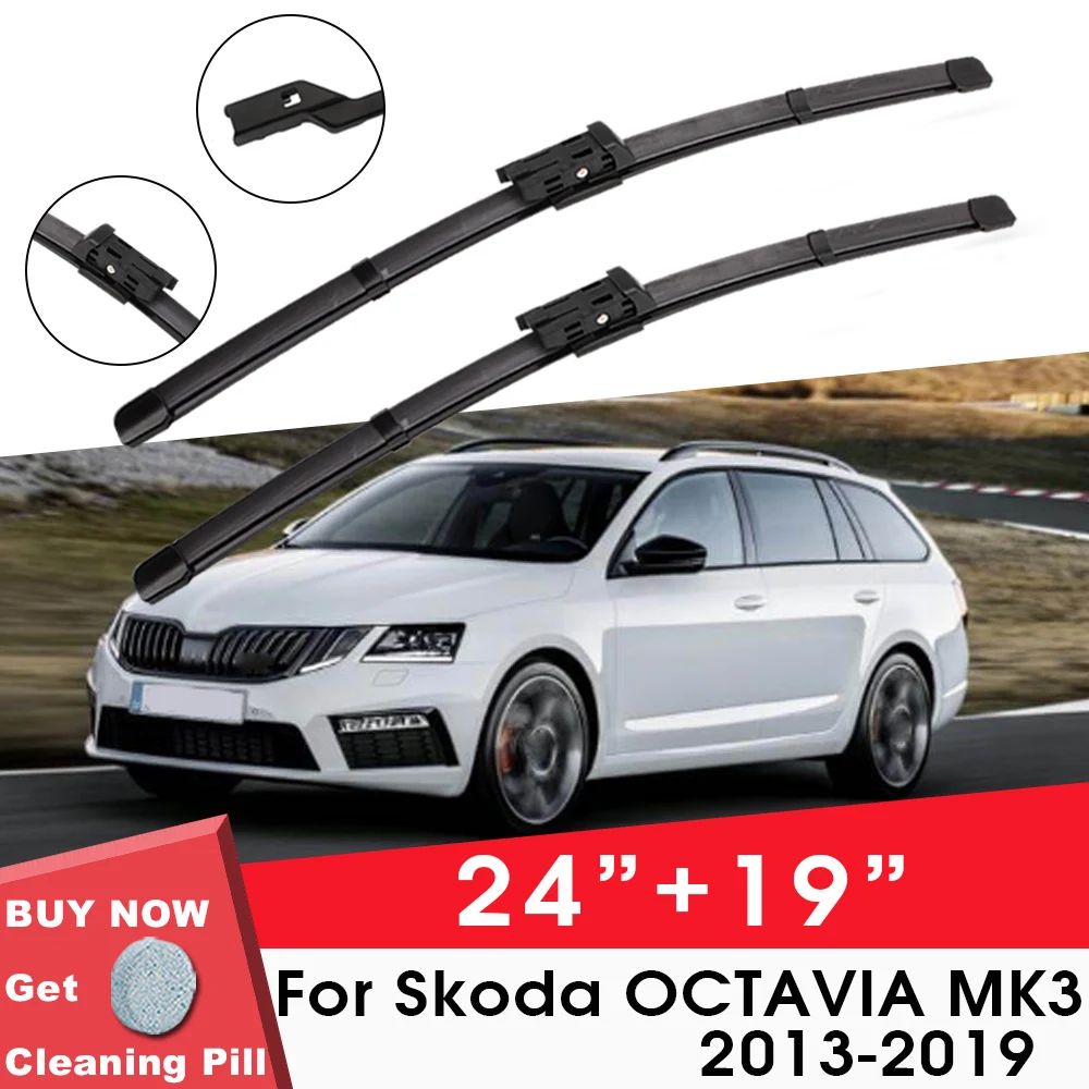 

Car Wiper Blade Front Window Windshield Rubber Silicon Gel Refill Wiper For Skoda OCTAVIA MK3 2013-2019 24"+19" Car Accessories