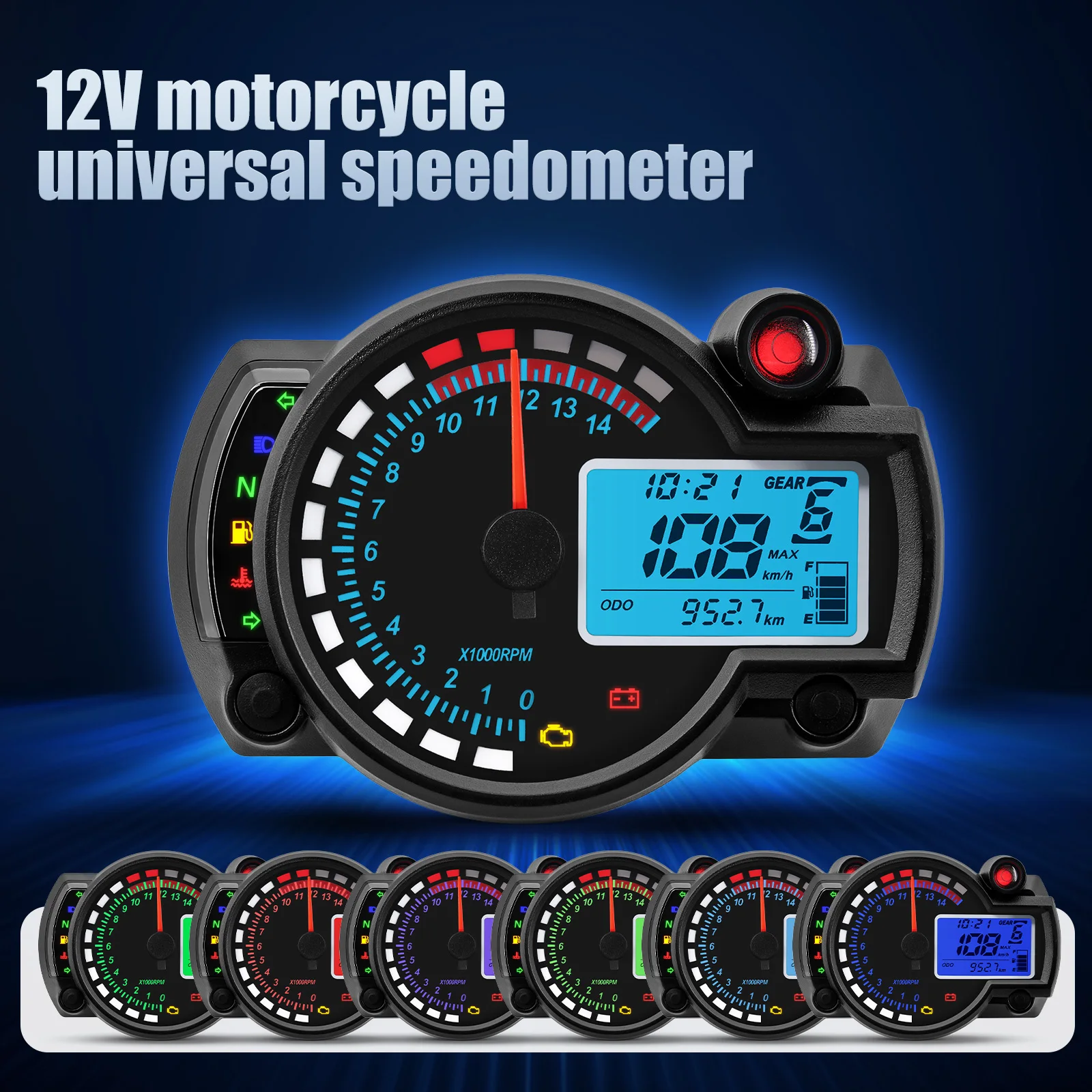 Tachimetro Digitale Per Moto Shkalacar - Display LCD Con Contagiri, Indicatore Marce 1-6 E Carburante - Foto 7