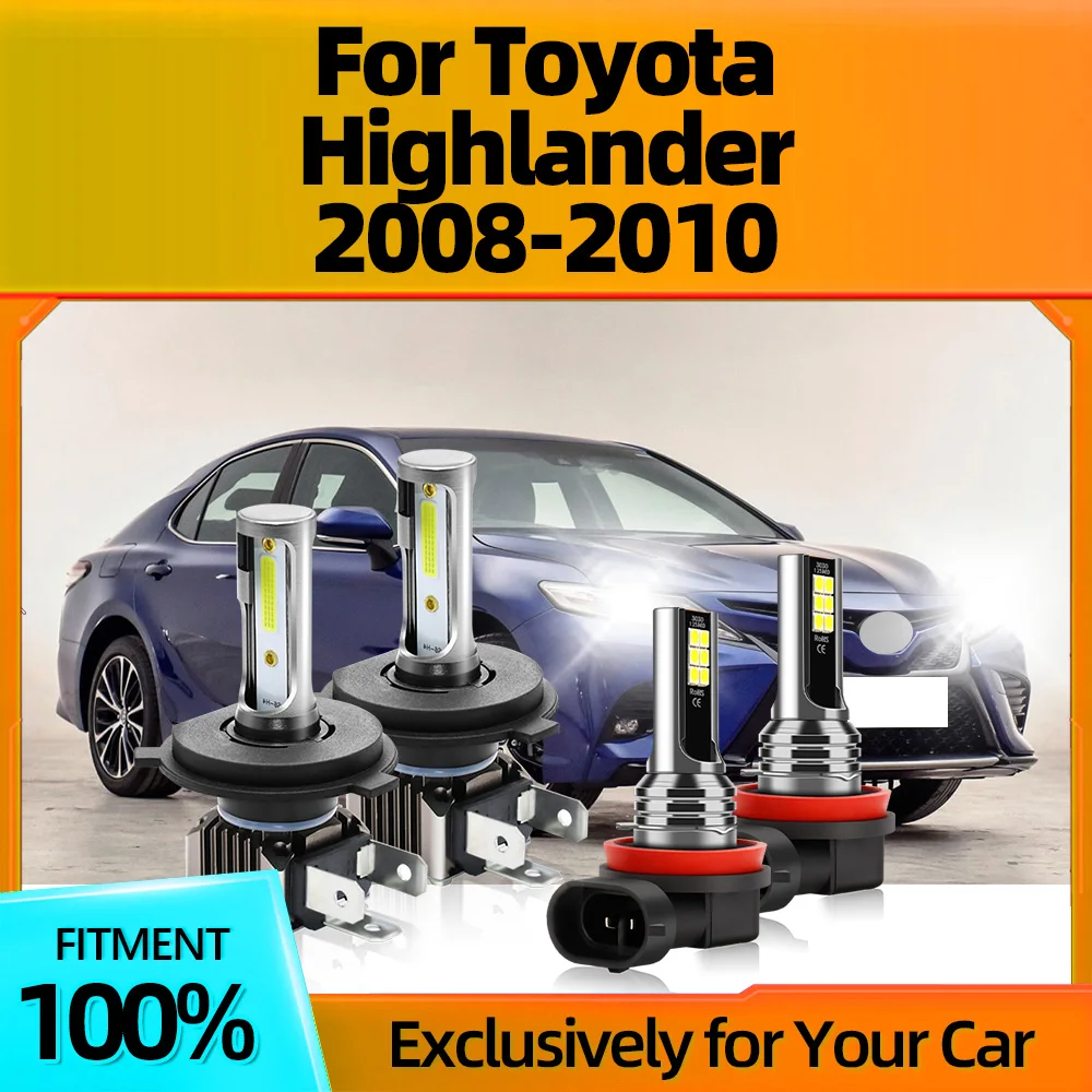 

2/4Pcs Car LED Headlight H4 DOB Chip 6000K Auto Lamps Fog Lights H11 12V High Bright For Toyota Highlander 2008 2009 2010