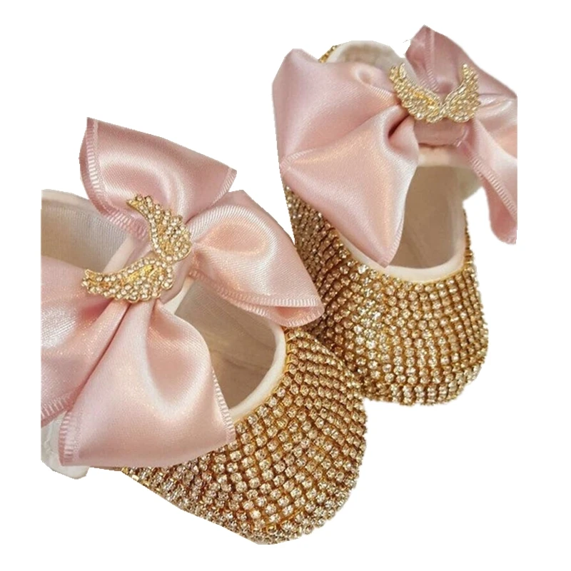 Dollbling Blush Pink Butterfly Wings Baby Girl Shoes Fascia Per Capelli Set Luxury Red Bottom Spiritual Birthday Christmas Gift Shoes