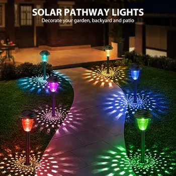 2/8/10Pack Solar Pathway Lights, RGB/Warm White Color Changing, Outdoor Garden/Backyard/Lawn/ LED Decor 6
