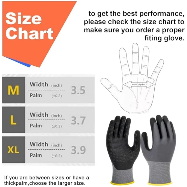 6PCS Work Gloves MicroFoam Nitrile Coated Endurance Seamless Knit Safety Work Gloves with Grip Dots for Gardening Yard Lawn Home 6