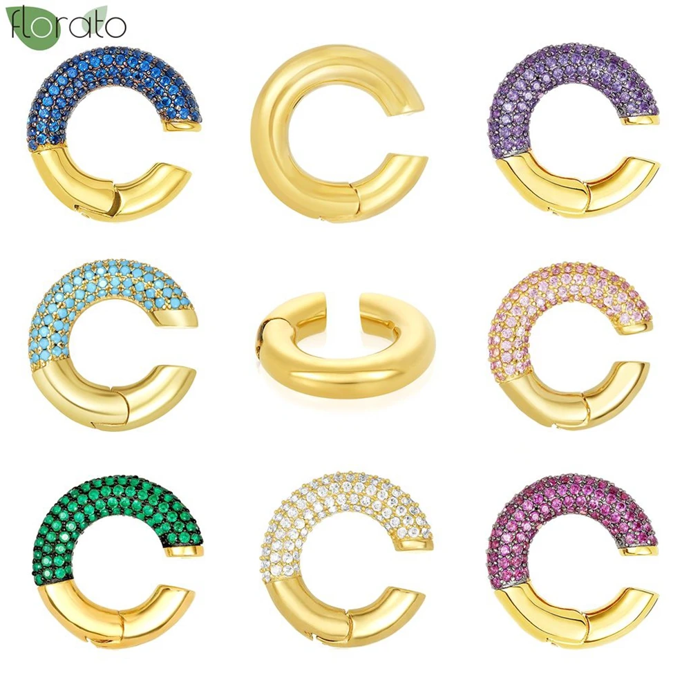 

Одиночные серьги-клипсы, Красочные золотые серьги с фианитом для женщин, роскошные украшения для вечеринки, серьги без проколов, аксессуары, подарки