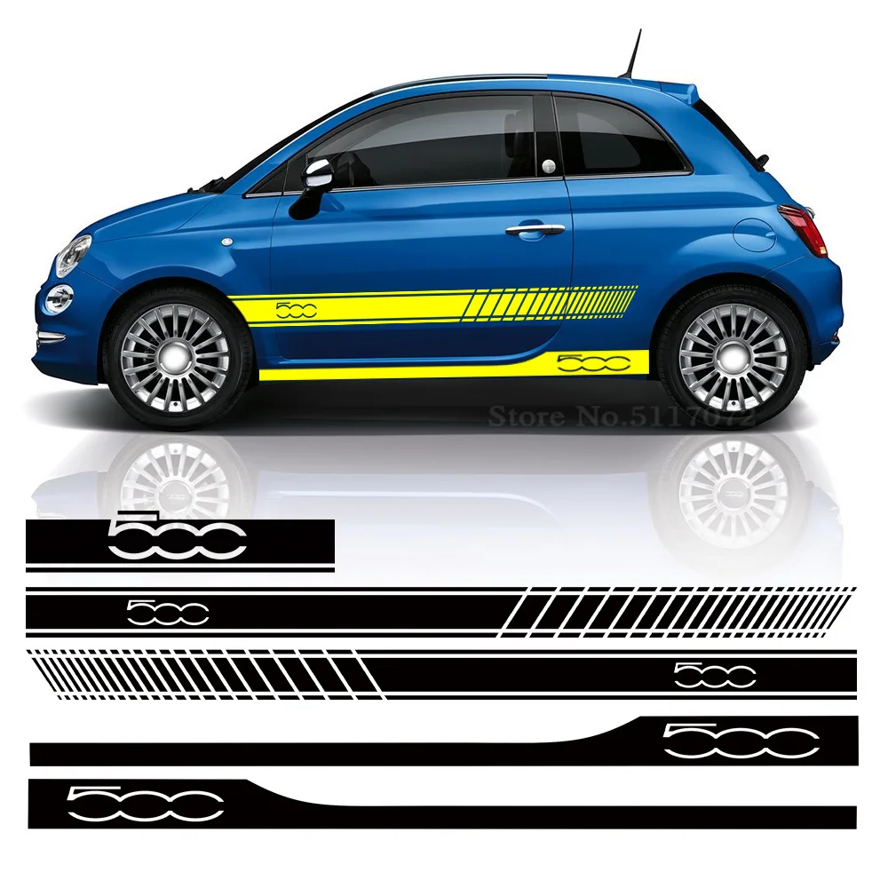 Car Door Side Stripes Gonna Cappuccio Copertura Adesivo Vinile Body Kit Decalcomania Per Fiat 500 Abarth 595 695 500C 500E Accessori Vintage