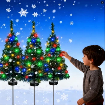 Solar Powered LED Christmas Tree Lights Waterproof Outdoor Garden Lawn Lamps For Patio Landscape Party Decor
