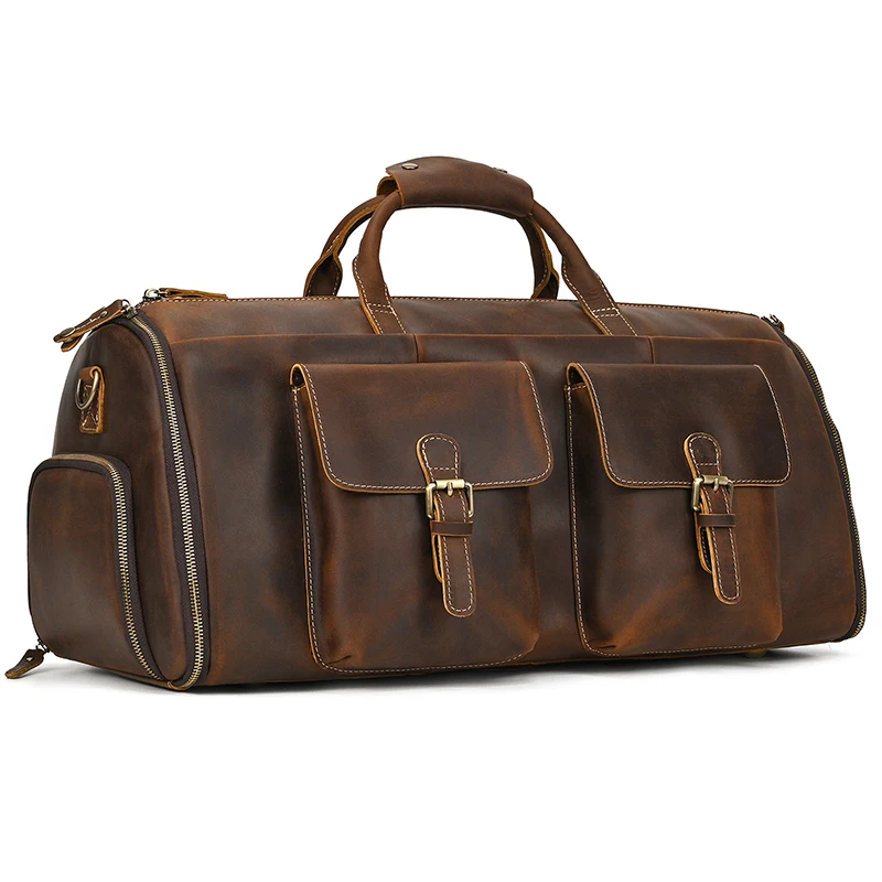 Brown Leather Duffle Bag Mens
