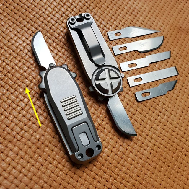 Titanium Alloy Box Cutter Retractable Exacto Knife EDC Razor Blades Utility  Knife Keychain Paper Cutter Small Pocket Knives - AliExpress