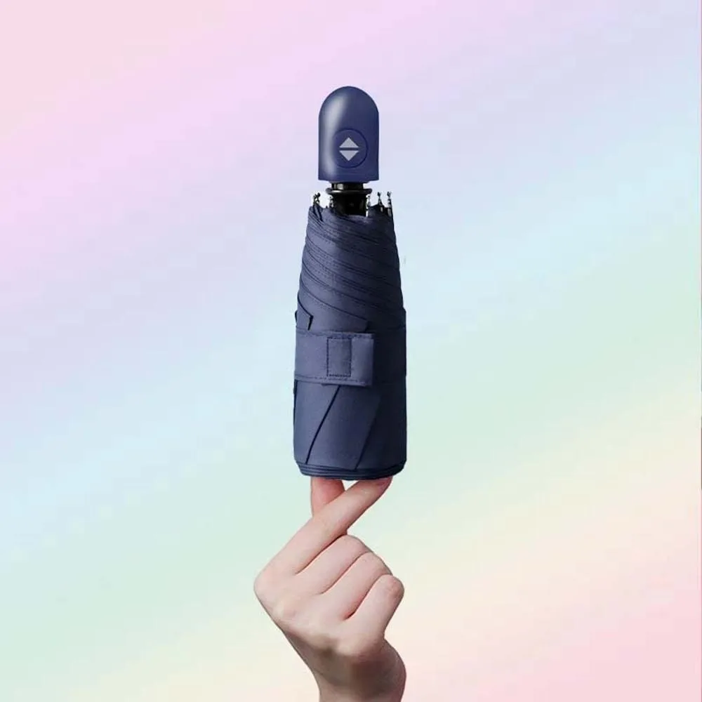 Lightweight Automatic Pocket Umbrella 6 Bone Support Frame Solid Color Dual-use Folding Umbrella Thickened UV Protection