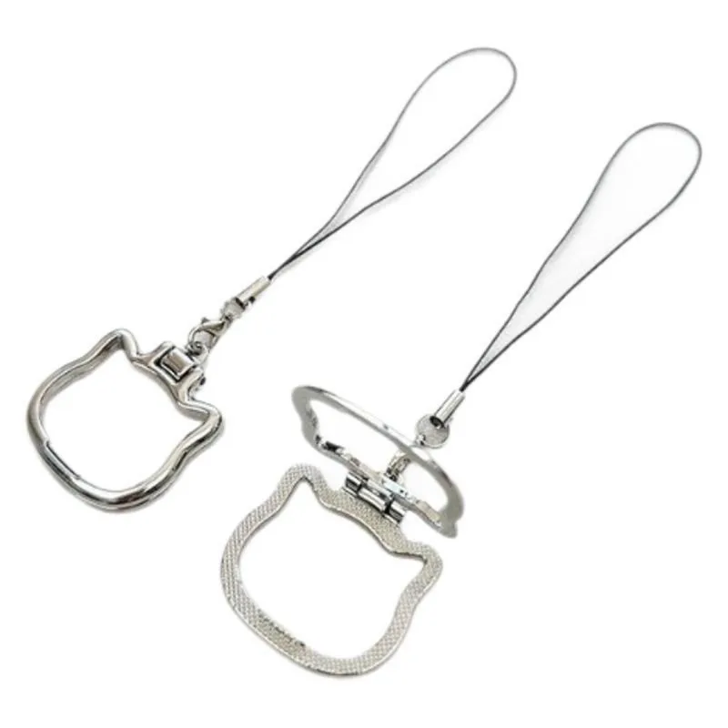 Mobile Phone Lanyard With Cat Shaped Pendant, Universal Foldable Phone Holder Desktop Support Stand