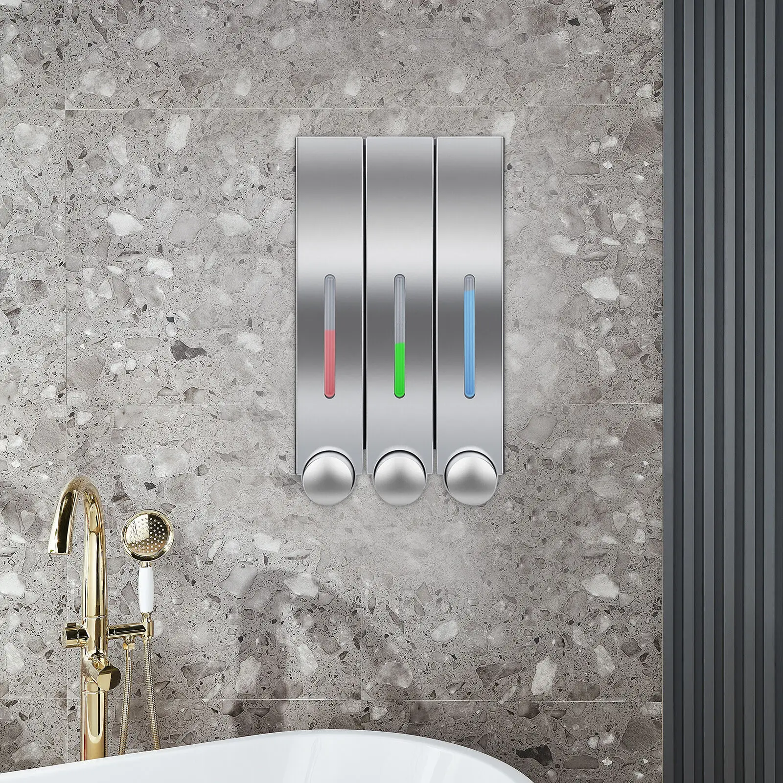 

Soap Dispenser 3pcs Wall Mounted Liquid Shower Hand Shampoo Bathroom 420ml