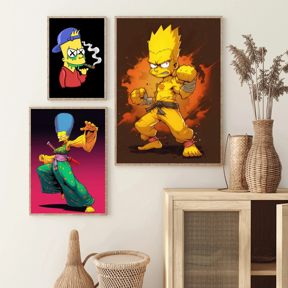 Disney Simpsons Art Poster Kung Fu Simpsons Wall Art Stampe Su Tela Per Soggiorno Portico Interni Home Decor