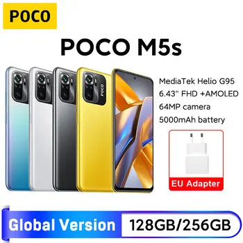 POCO M5s 글로벌 버전 64GB, 128GB, 256GB, MTK G95 옥타 코어, 64MP 쿼드 카메라, 6.43 인치 AMOLED 도트 디스플레이, 5000mAh 33W NFC, 신제품