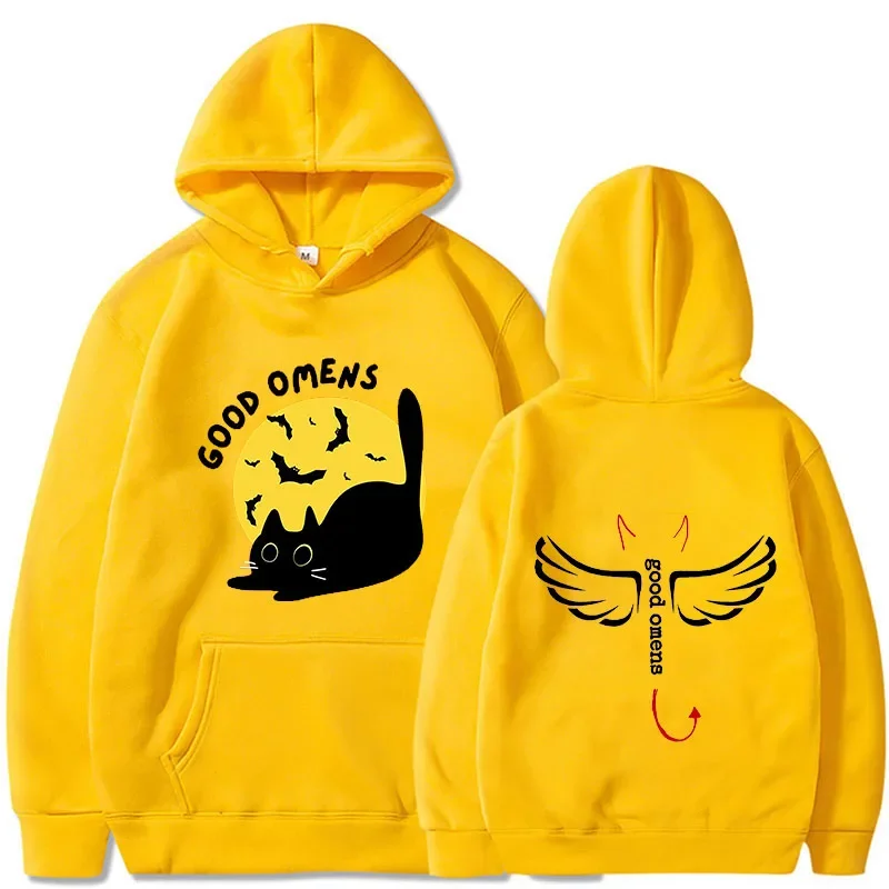 Black Cats Are Good Omens Print Unisex Hoodie Y2K Sweatshirt for Women's/Men's Hoodies Streetwear Solid Hoodies Pullovers Tops