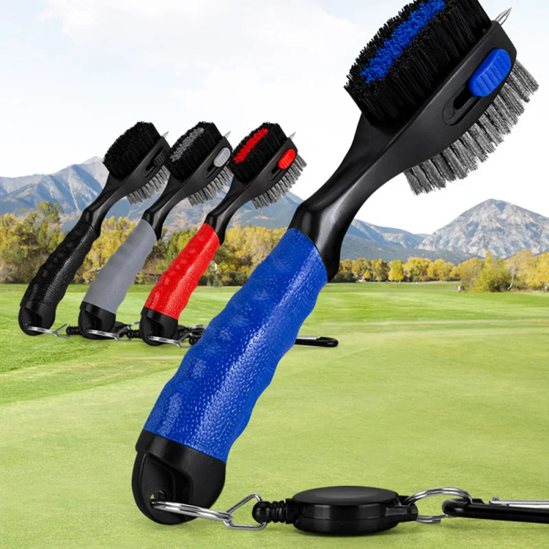 

Golf Club Brush Multifunctional Double-Sided Cleaning Stianless Steel Wool Portable Hook Accessories Cleaning Tool