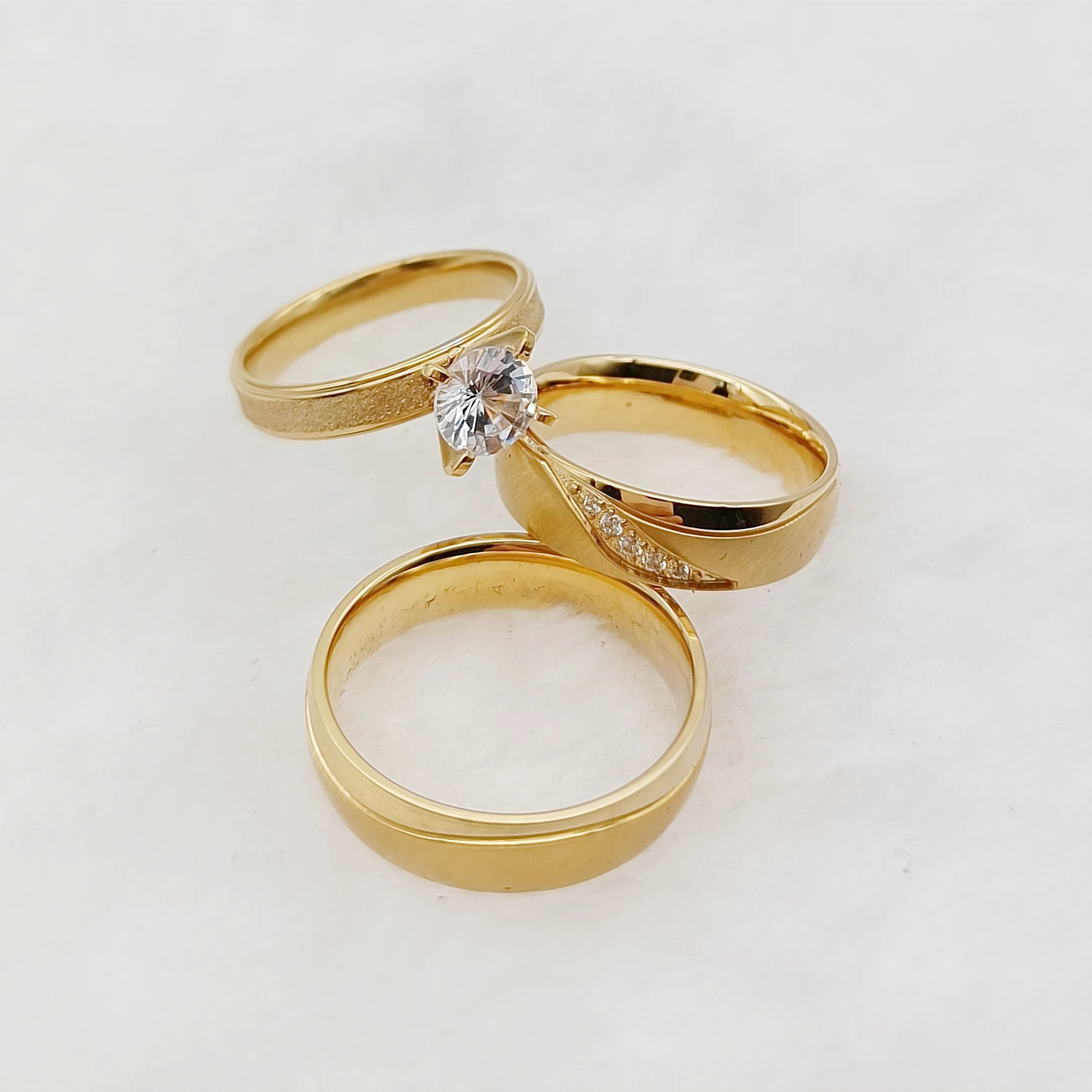 Plain wedding bands with diamond. Minimalist wedding bands