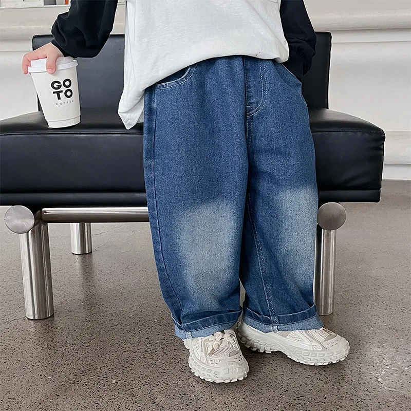 

Boys Autumn Denim Pants 2023 Fashion Kids Jeans Children Loose All-match Cool Denim Trousers