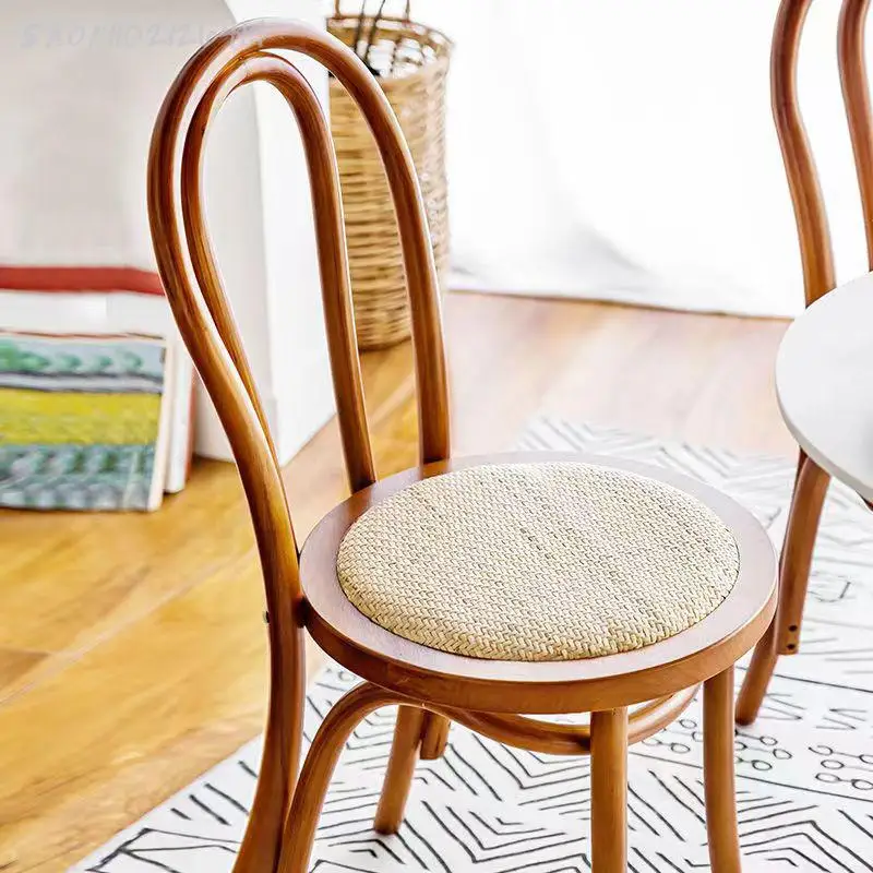 Nordic Solid Wood Dining Chair Cafe Hotel Home Leisure Back Medieval Sonet Chair French Retro Rattan