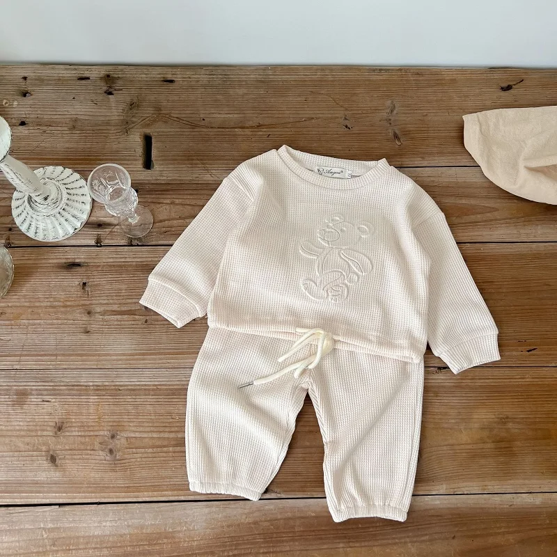 baby shirt clothing set 0-3 year old baby clothes autumn boys and girls striped long-sleeved pullover + shorts baby simple long-sleeved trousers suit Baby Clothing Set medium