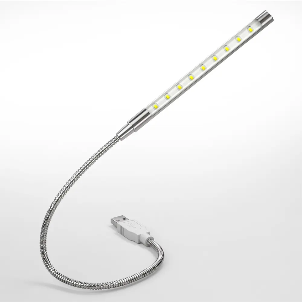 led light night light mini night light mini led light book light Silver / Black Metal Material LED Night Light USB Power Supply 10 LED Flexible Book Reading Light Laptop Computer Notebook